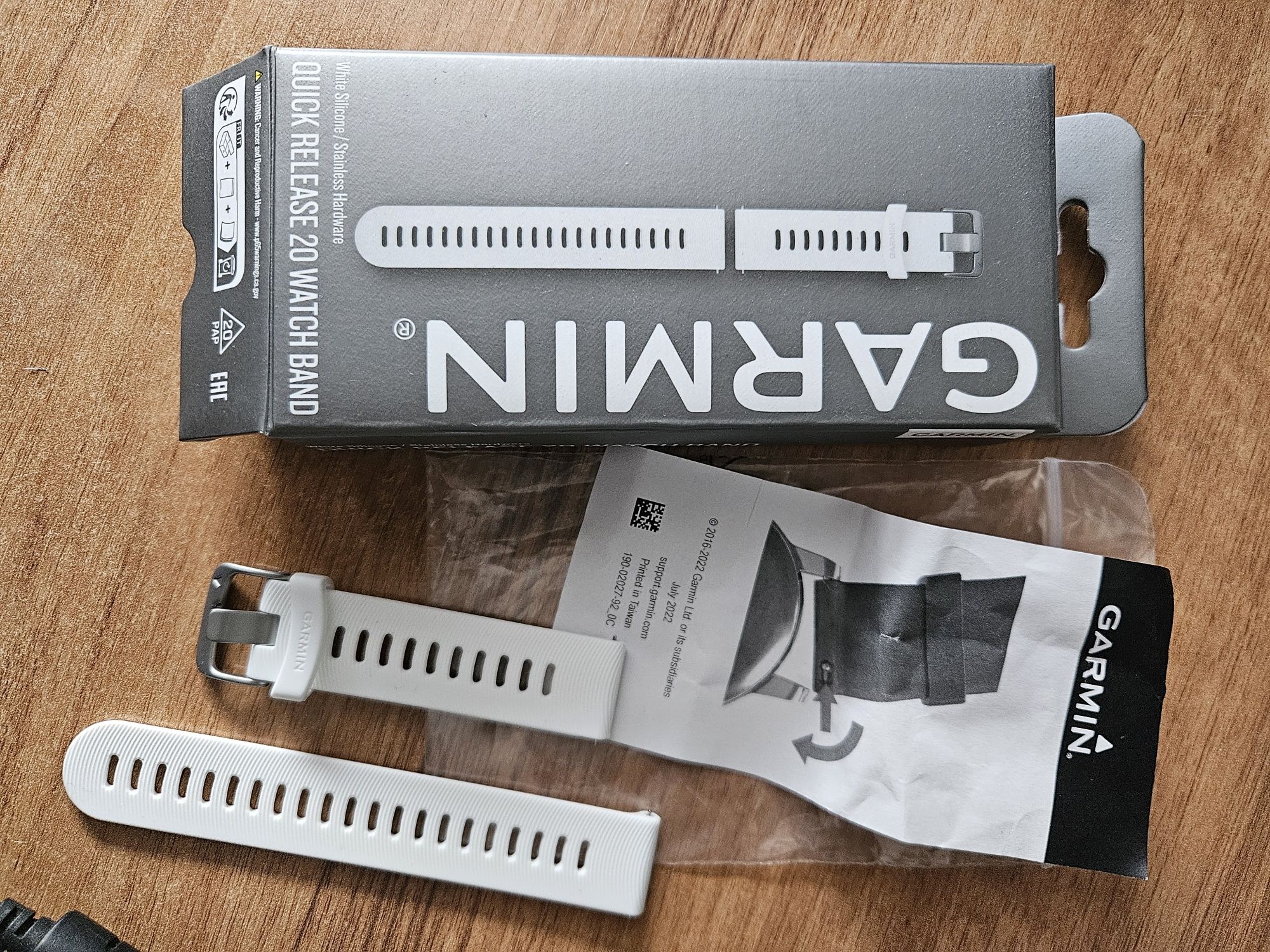 pasek do zegarka biały GARMIN mechanizm szybkiego odłączania -oryginal