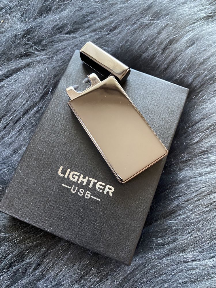 Piękna zapalniczka plazmowa elektryczna na USB srebro prezent