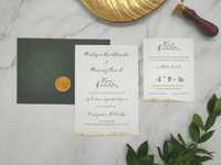 Zaproszenia ślubne Łańcut, Rzeszów, minimalistyczne, ręcznie złocone