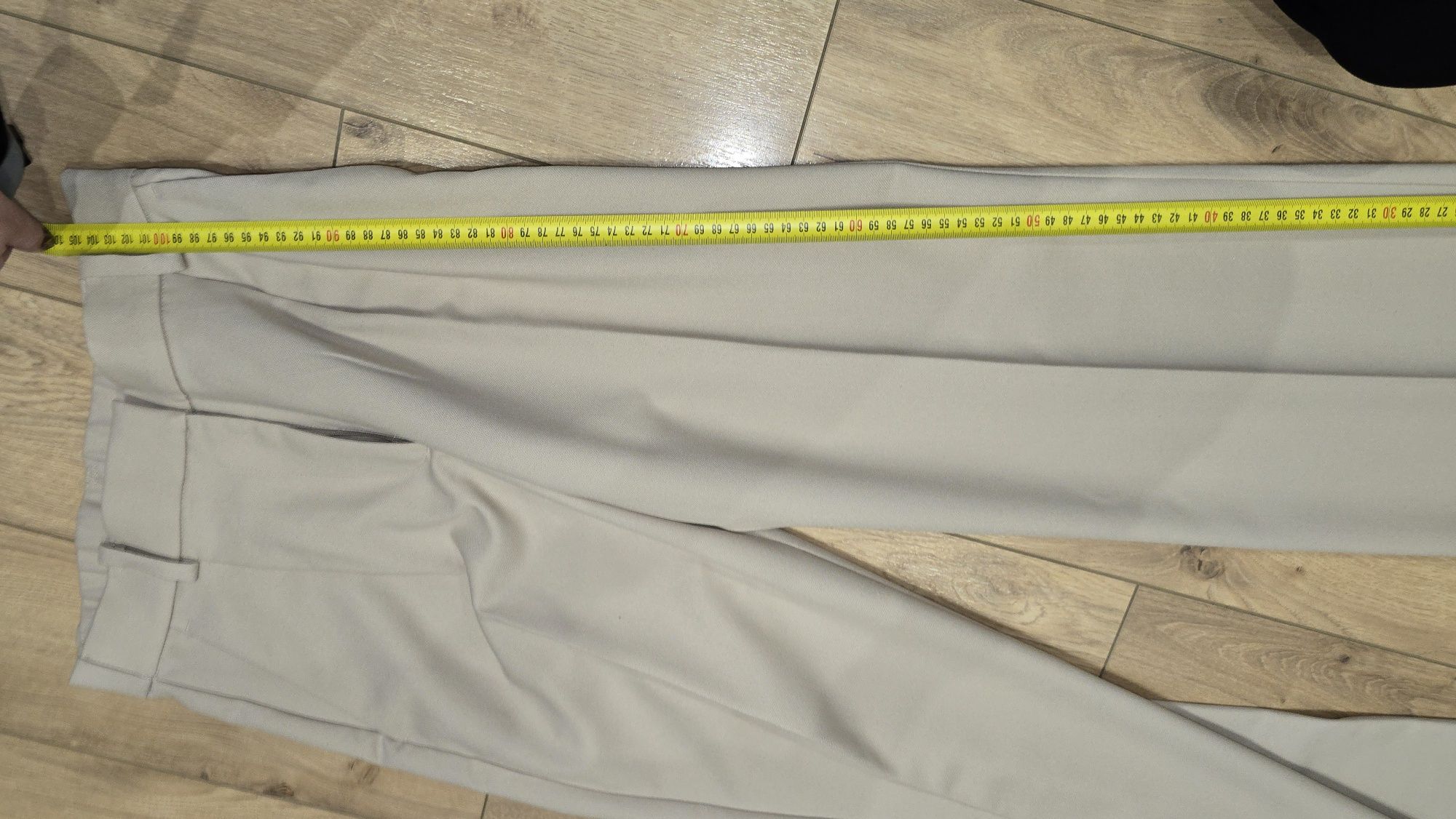 Spodnie h&m 36 eleganckie bezowe prosta nogawka wysoki stan