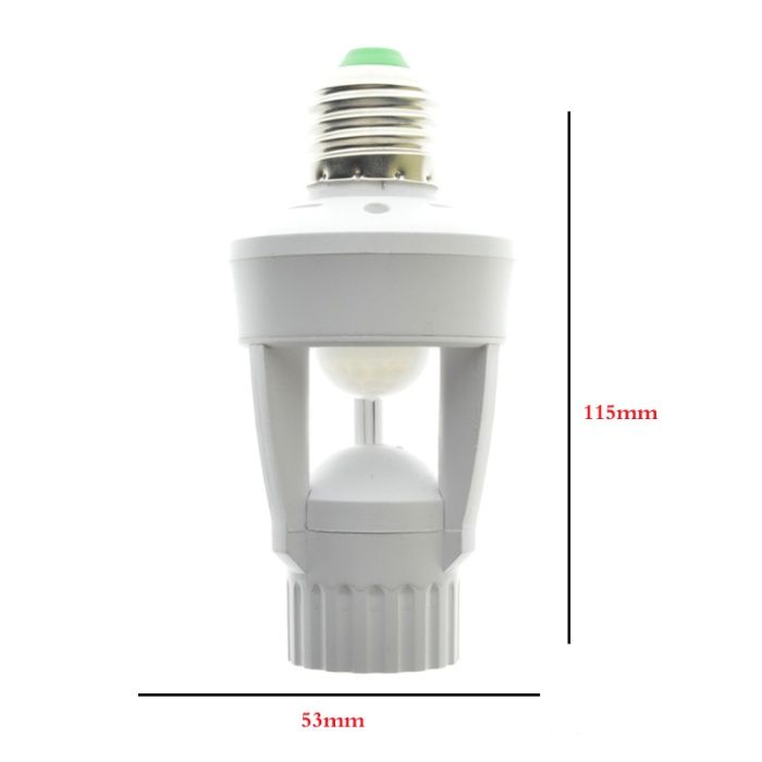 Casquilho, suporte para lampada E27 com sensor de movimento