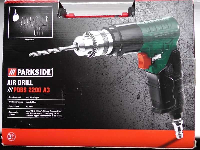 Wiertarko Wkrętarka na sprężone powietrze +akcesoria