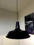 Metalowa designerska loft lampa czarna 46 cm śr i złota oprawa ramiona