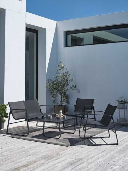 Zestaw Meble ogrodowe HORNSLET 4-miejscowy czarny