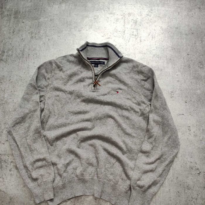 MĘSKI Sweter PREMIUM Szary Rozpinany Elegancki Tommy Hilfiger TH Logo