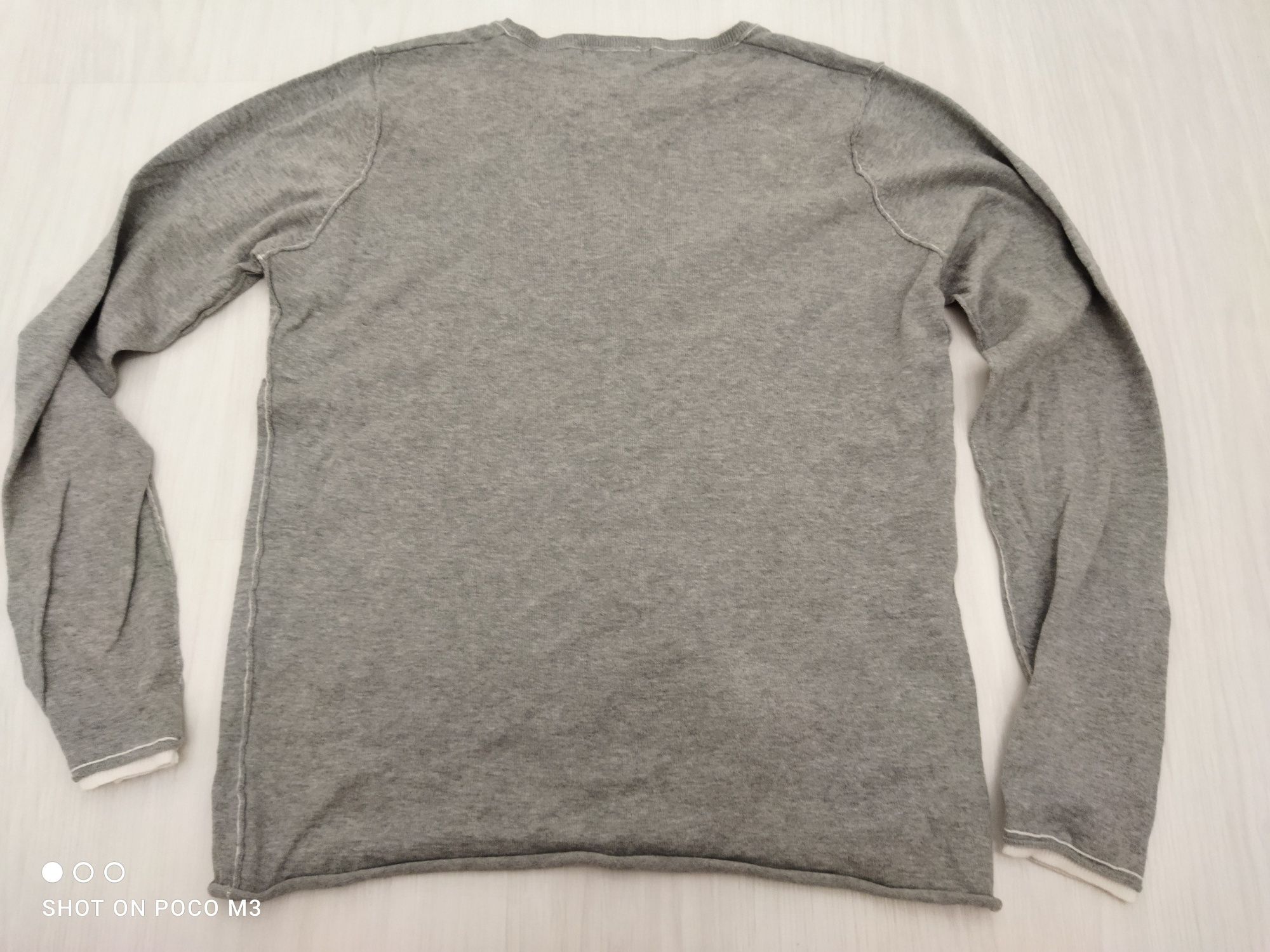 Zara męski sweter szary cienki z guzikami slim S/M