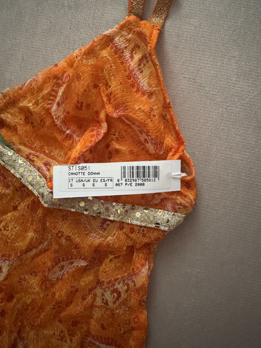 Koszulka bieliźniana pomarańowo-złota Canotte Donna IT S EU S