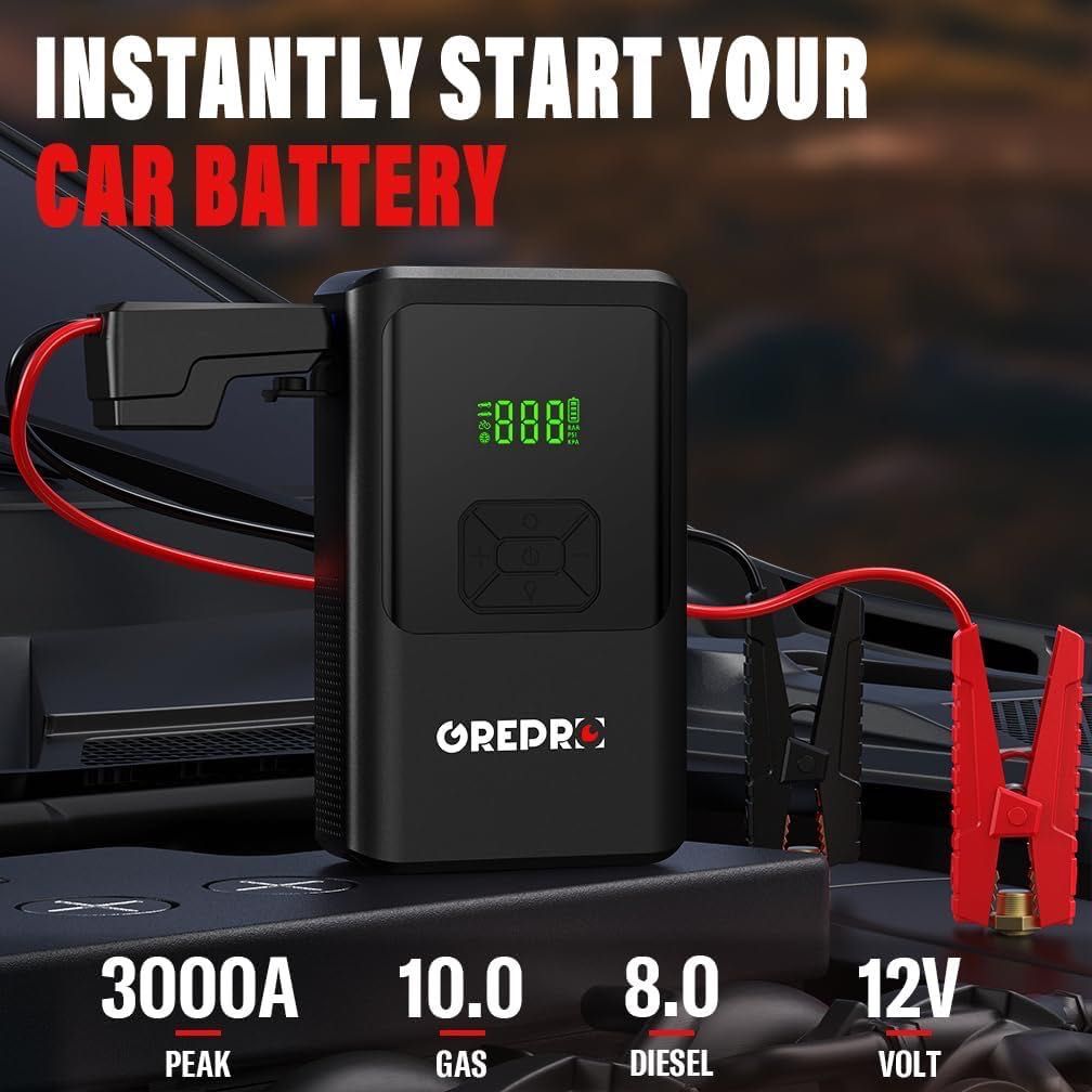 GREPRO GP383 – Booster 3000A Kompresor, Powerbank i Latarka, Nowy z FV