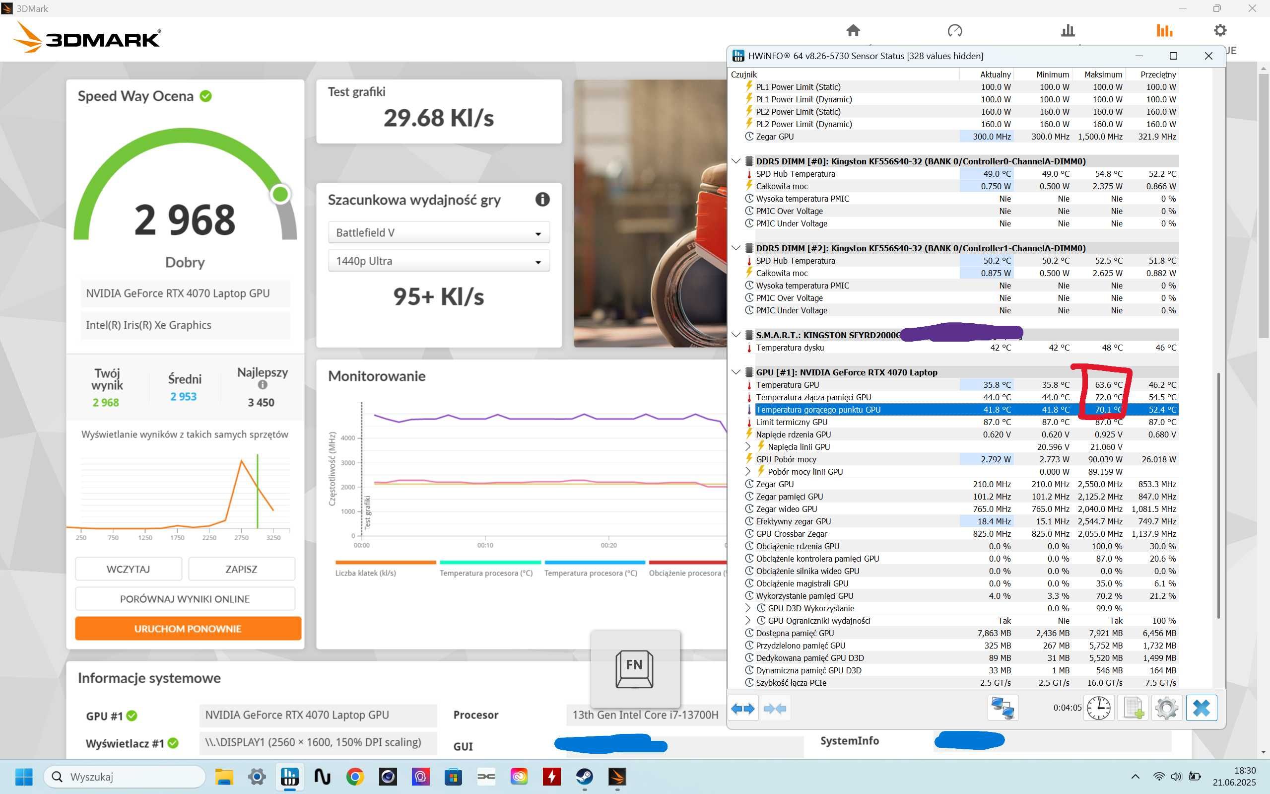 Msi stealth 14, 13700h 160w PL2, rtx4070 90w 14", 64gb ddr5, 2tb ssd