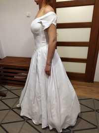 Biała suknia ślubna rozmiar 36, wzrost 165 cm, materiał żorżeta