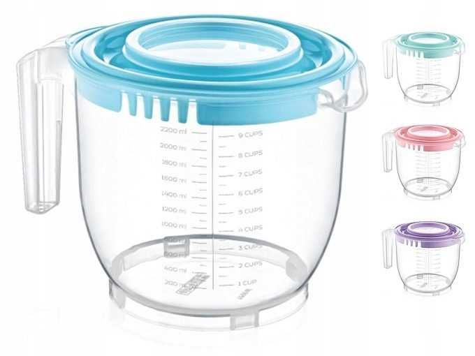 MISKA do Miksowania z Miarką + POKRYWA BPA FREE 2,2L