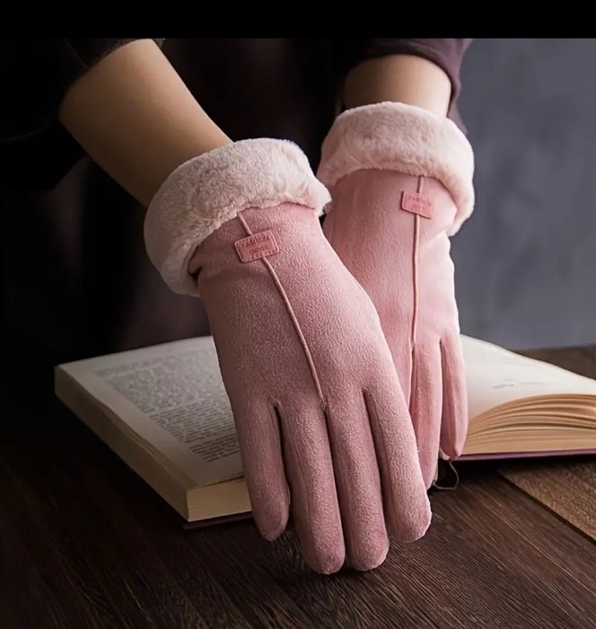 Рукавички жіночі бежеві рожеві коричневі з утепленням