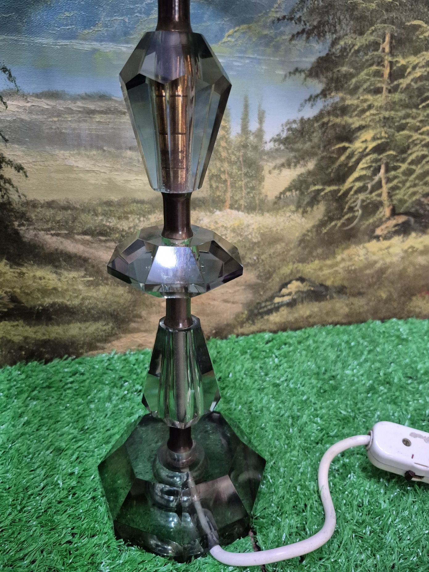 Super lampa z grubego szkła przydymionego
