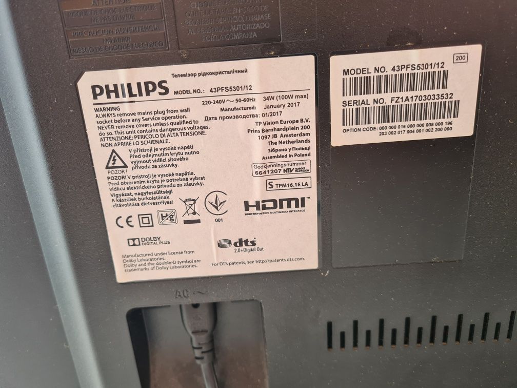 Telewizor Philips 43pfs5301/12 Uszkodzona Matryca