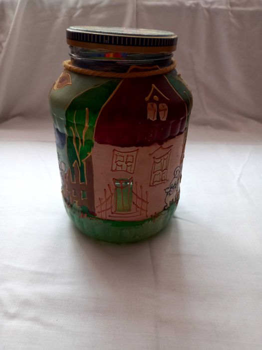 Ręcznie malowany, duży słoik