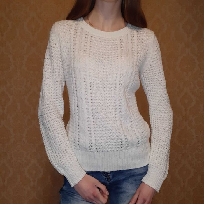 Жіночий светр  в'язаний білий terranova розмір M Женский свитер белый