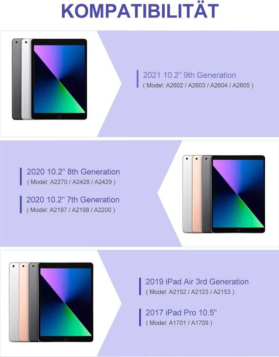 Etui i klawiatura na iPad 10,2" 9./8./7. generacji, podświetlana