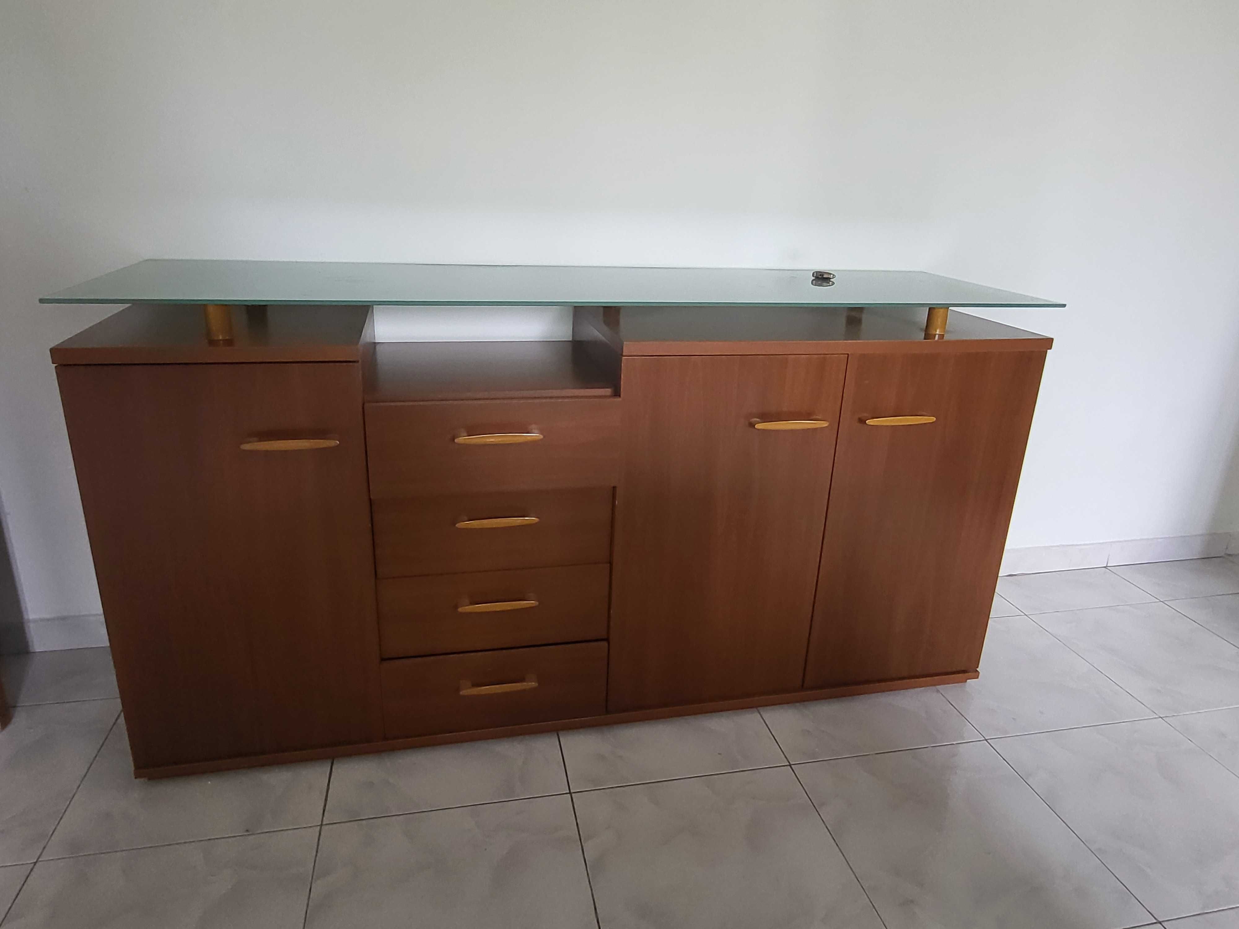 Conjunto de Moveis de Sala, cerejeira / vidro