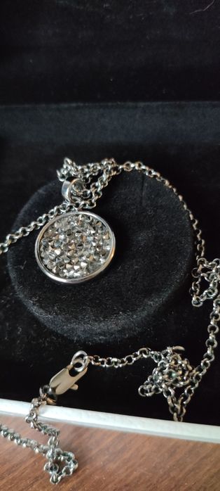 Naszyjnik Swarovski, grafitowy blask, kryształki