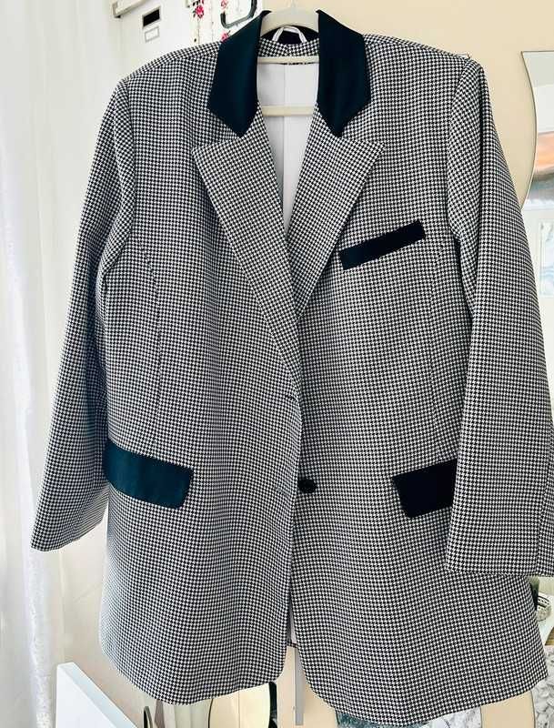 marynarka pepitka oversize retro