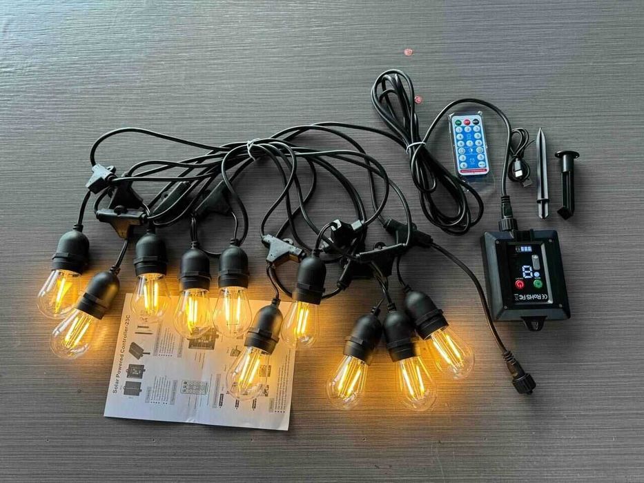 Гірлянда LED на Сонячній батареї Edison 10 лампочок з підзарядкою