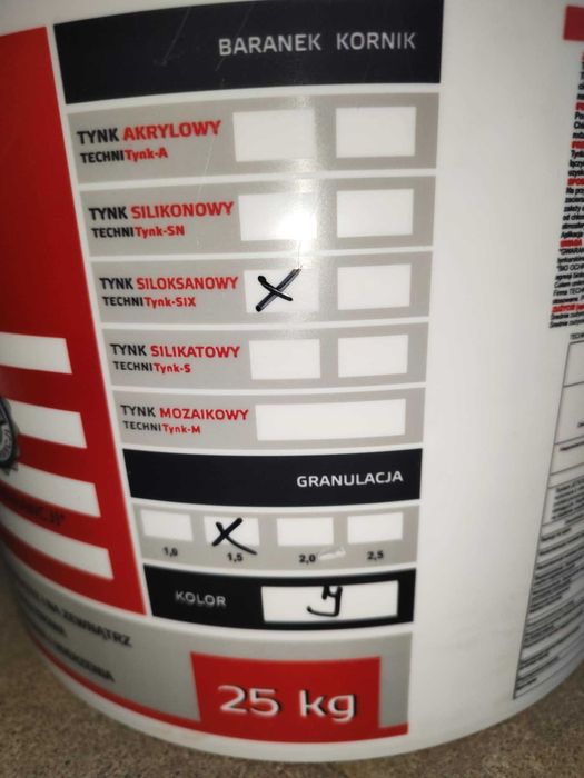 Tynk siloksanowy FIRMY TECHNITYNK do negocjacji (Ciepła biel) 25kg/opk