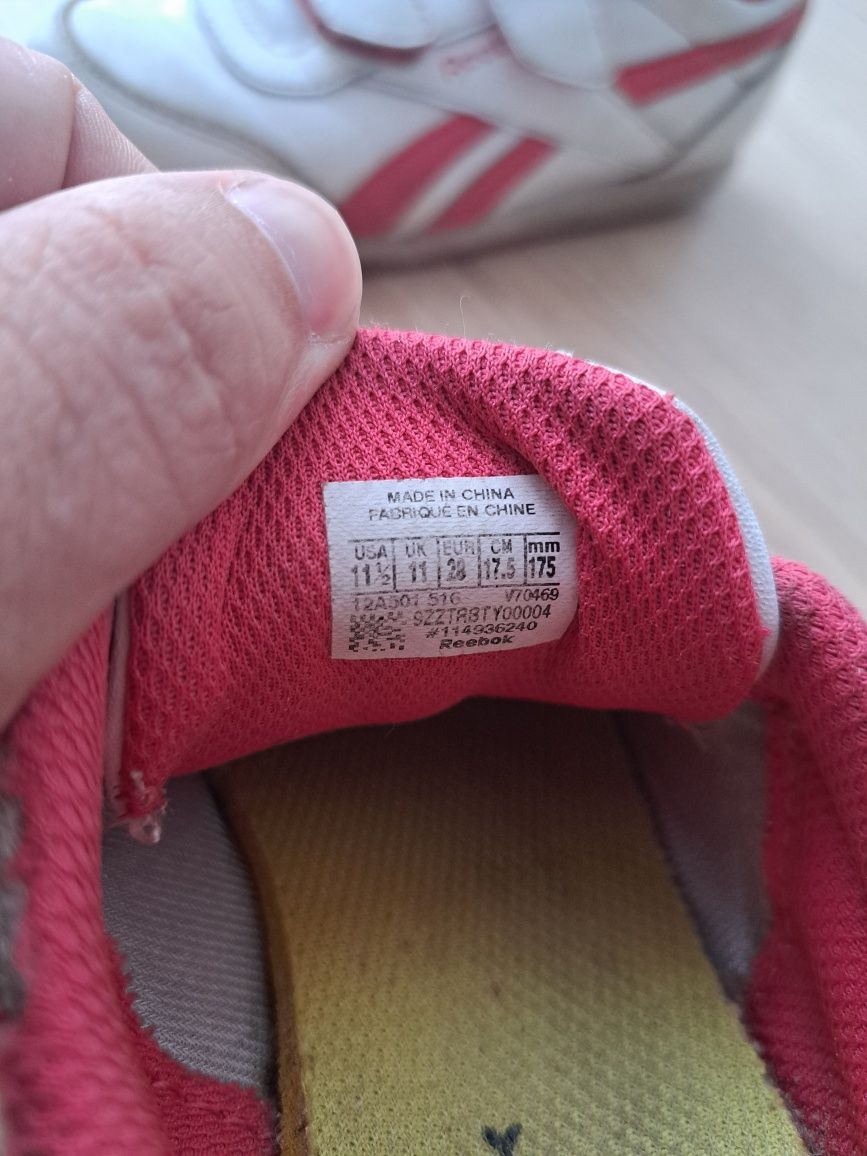 Reebok adidasy buty na rzepy białe różowe rozmiar 28 wkładka 17,5 cm