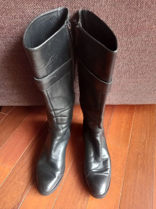 Botas pretas cano alto 36, pele, Geox