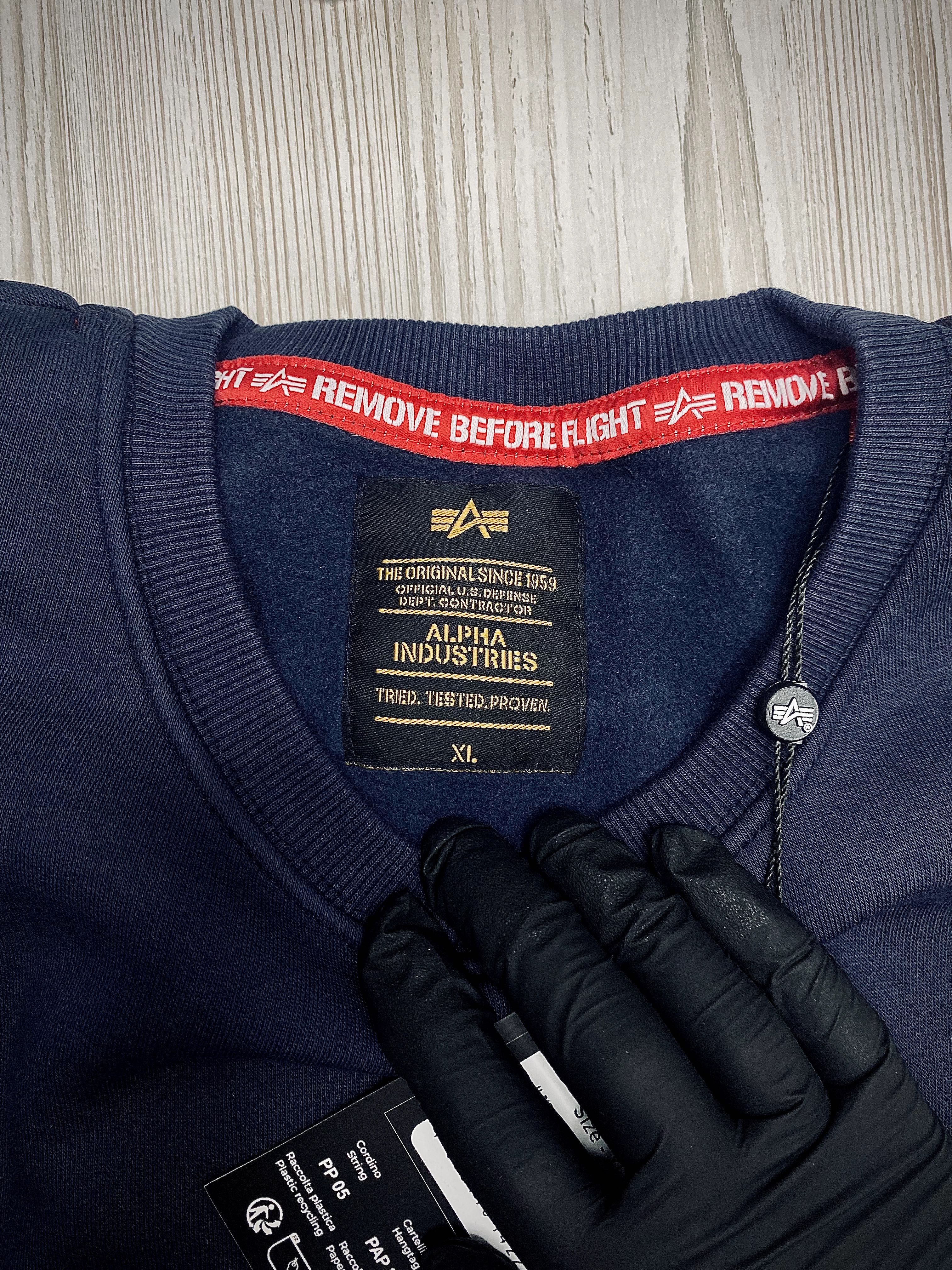 Кофта Alpha Industries утеплена темно-синя оригінал