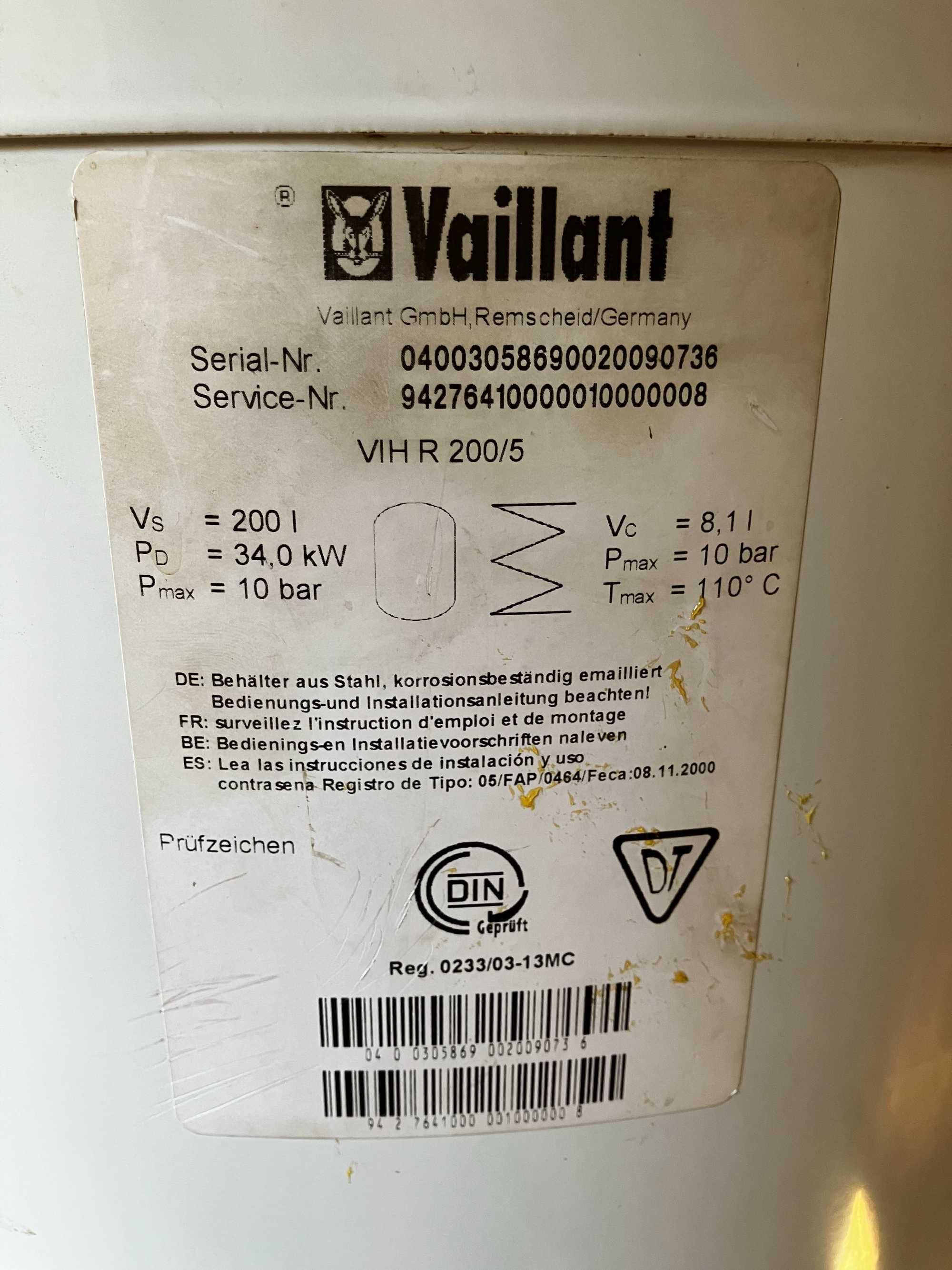 Zasobnik Vaillant poj.200l VIH R 200/5 gazowy
