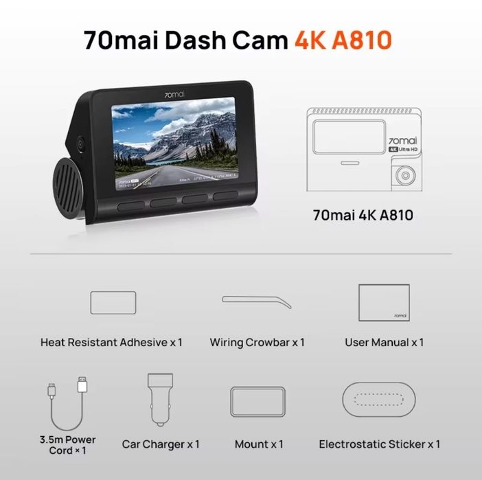 Автомобільний відеореєстратор Xiaomi 70mai Dash Cam 4K A810