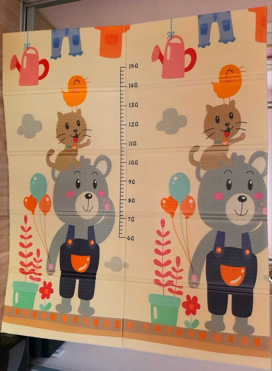 Термоковрик-книжка для детей игровой развивающий Мишка ростомер