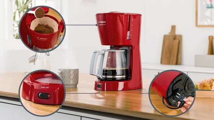 BOSCH ekspres do kawy przelewowy czerwony TKA3A034