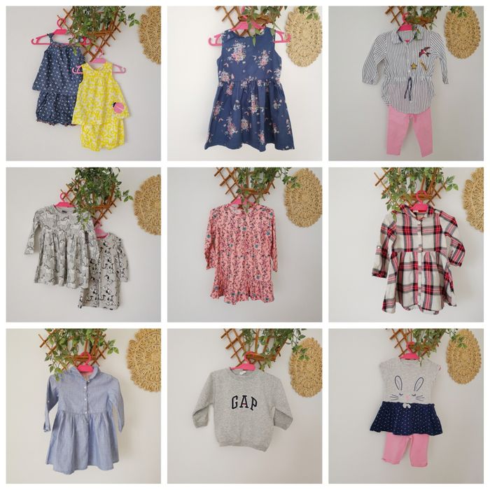 Ubranka dla dziewczynki komplet body, sukienka kurtka  74 80 86