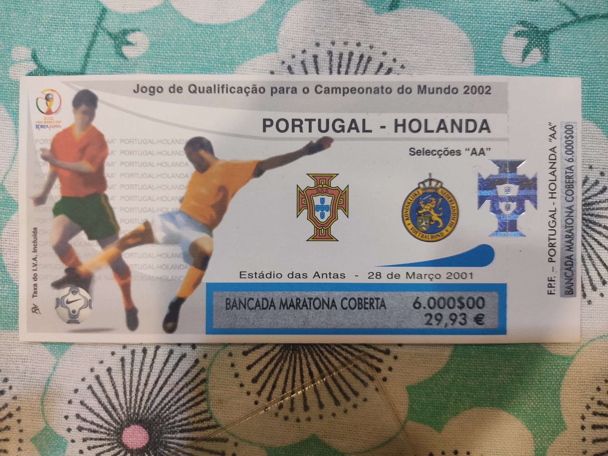 Bilhete Portugal Holanda 2001