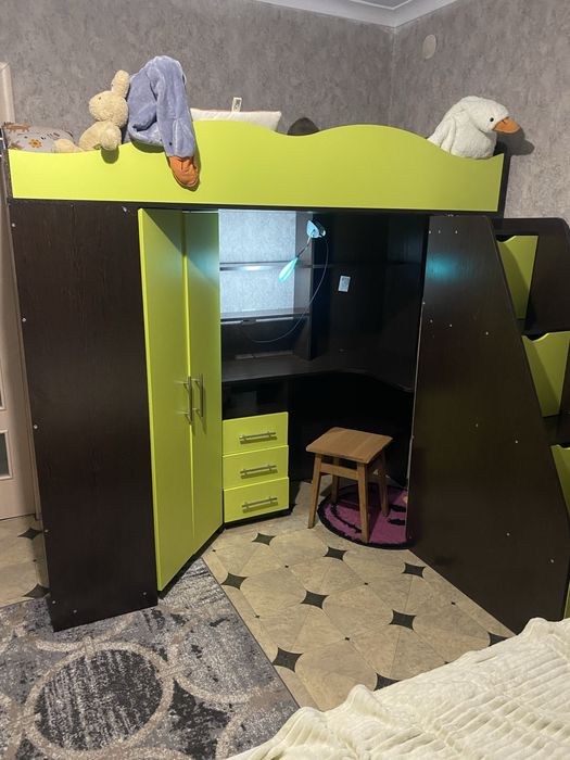 Дитяче ліжко, Ліжко горище, кровать чердак, шкаф стіл