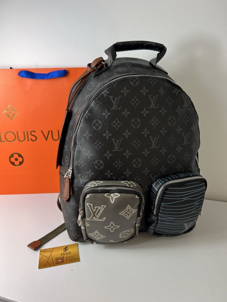 Duży plecak szkolny sportowy Louis Vuitton monogram czarny premium LV