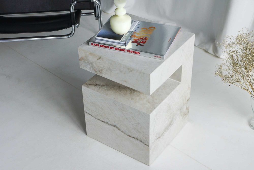 Stolik pomocniczy / Szafka nocna / Biały kamień