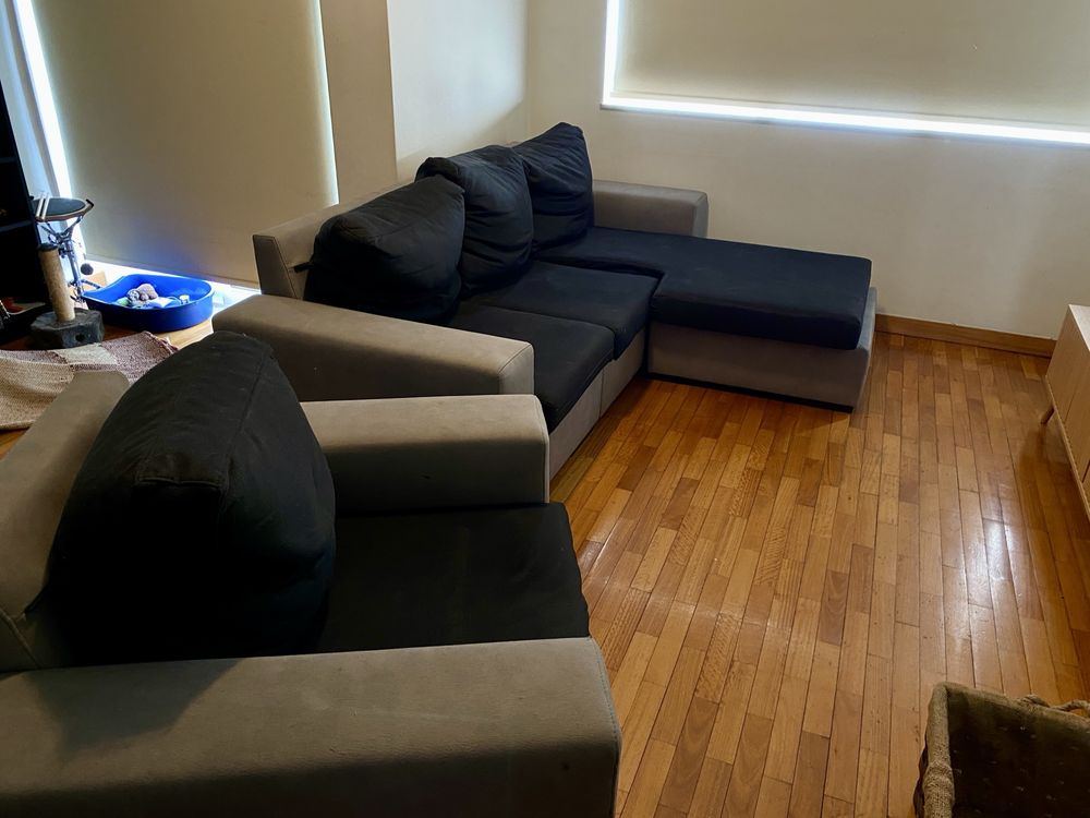 Sofá chaise longue + poltrona