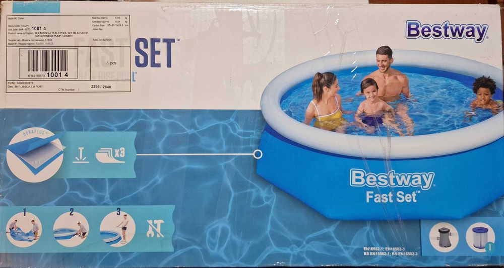 Piscina NOVA, Insuflável, 2,44x61cms, com Motor Filtro Limpeza de Água