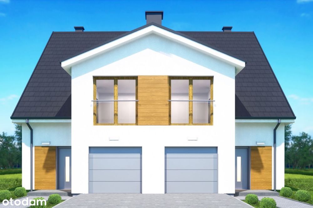 DOM w zabudowie bliźniaczej z garażem - DUŻY OGRÓD