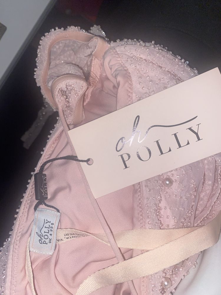nowa rozowa sukienka z perelkami oh polly imprezowa weselna wieczorowa