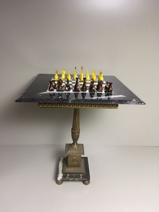 Шахматный бронзовый стол старинные шахматы столик антиквариат Киев