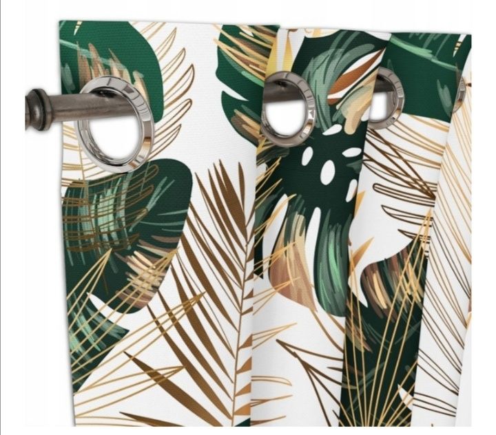 Komplet zasłon liście monstery 140x250 na przelotkach 145x250 Wysylka