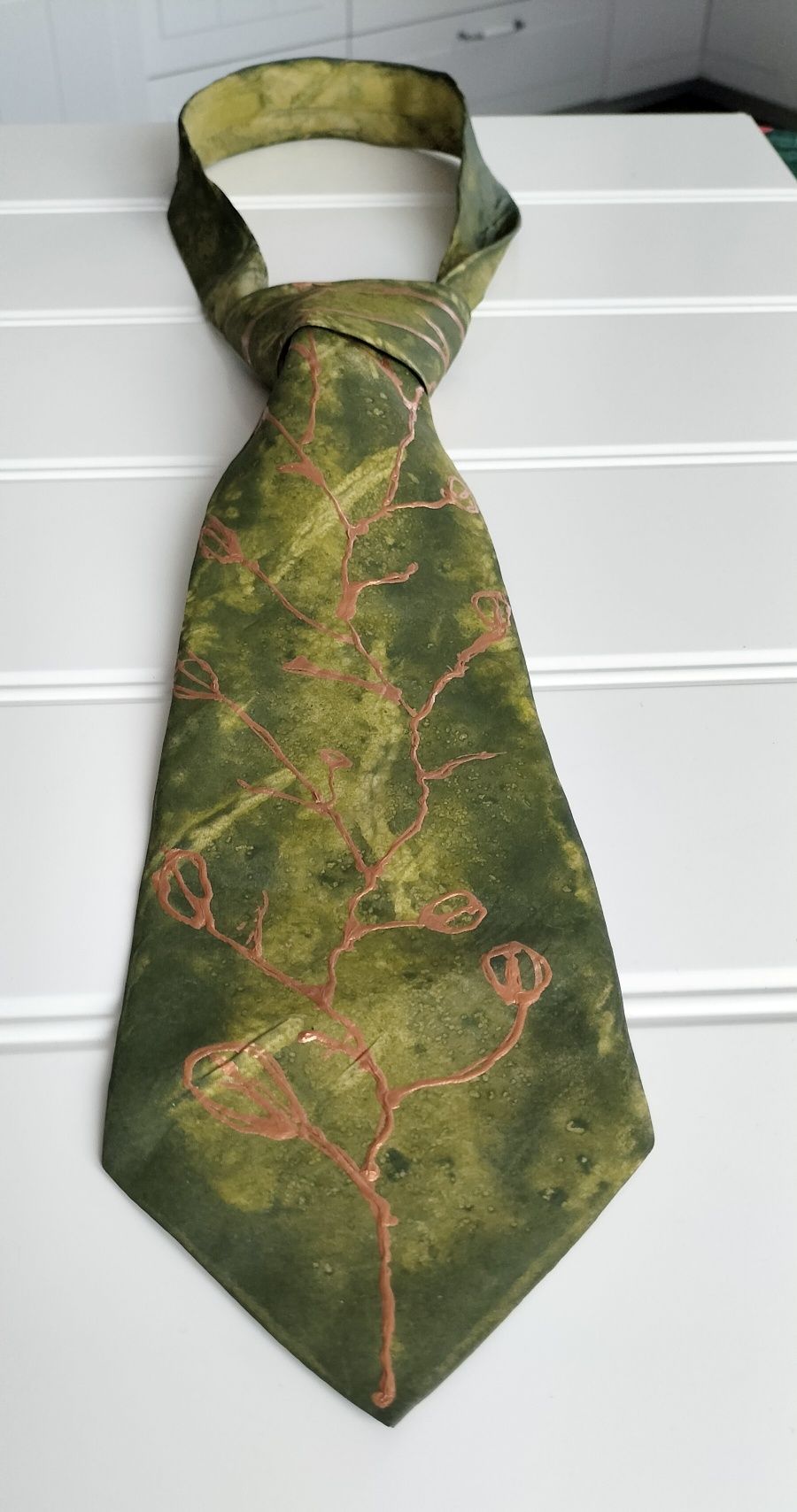 Arty's jedwabny malowany krawat unisex silk tie vintage handmade