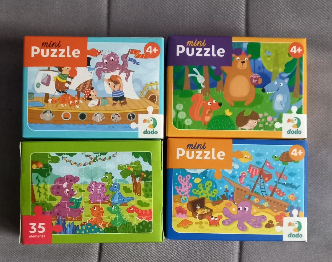 Puzzle dla dzieci 4+ 35 elementów. Zestaw 4 sztuk. Nowy.
