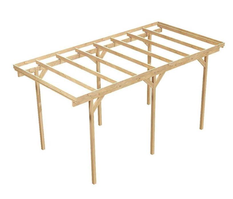 Wiata wolnostojąca garażowa drewniana impregnowana 350 x 484 cm