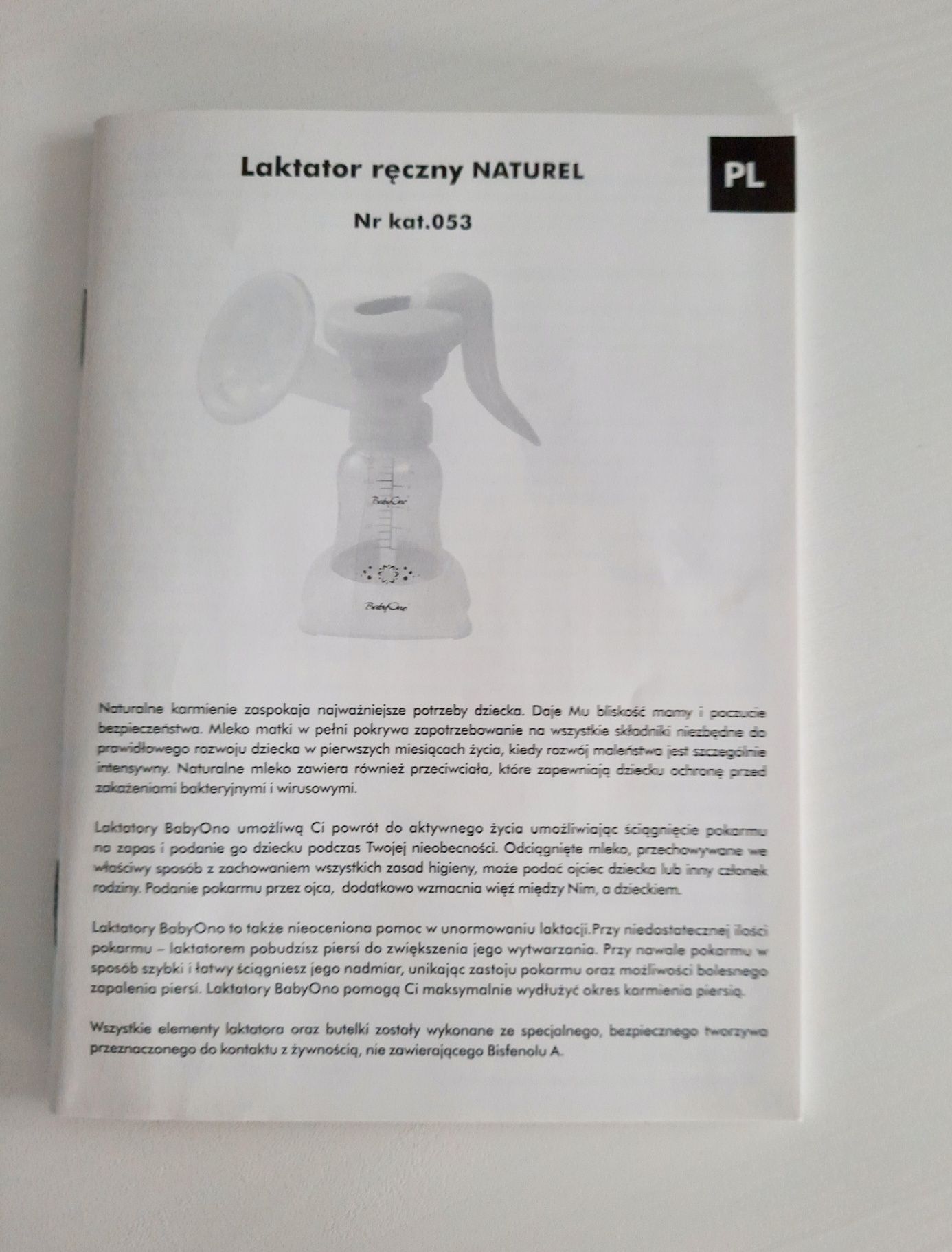Laktator ręczny BabyOno Naturel NOWY outlet