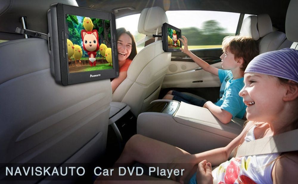 NAVISKAUTO 10,1-дюймовий портативний DVD-плеєр з двома екранами для ав
