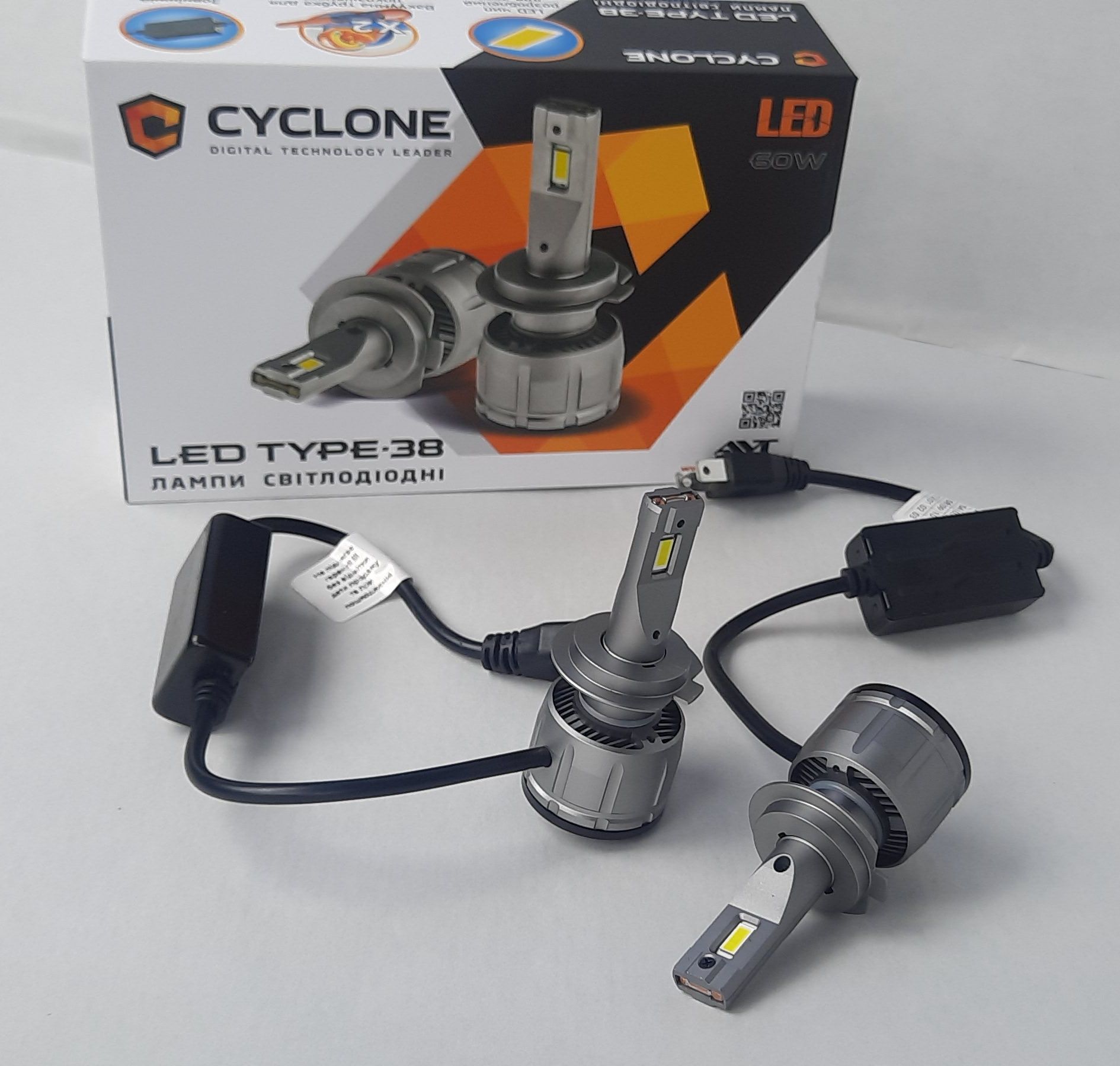 LED лампа Cyclone H7 Н4 Н11 Н1 6000K type 38 14000lm CAN